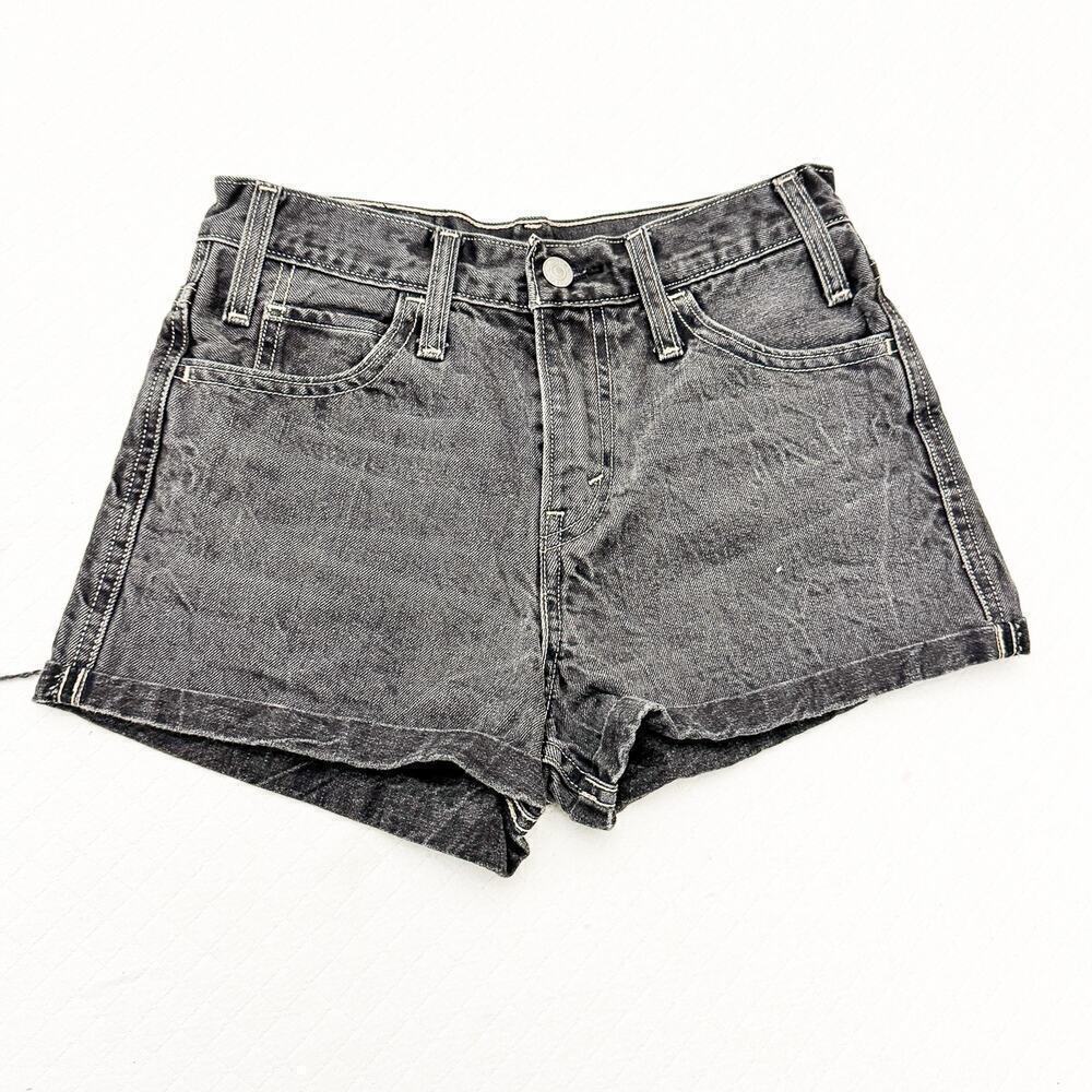 Levi's Gray Wash Denim Jeans Short Cutoff Orange Tab Pants Size 25